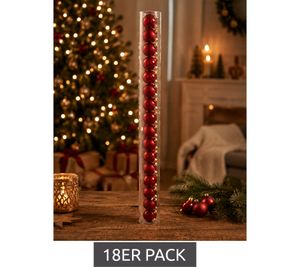 Lot de 18 boules de Noël en verre, 25 mm de diamètre, **Grade B - Contrôlé et entièrement fonctionnel** Bordeaux mat/brillant