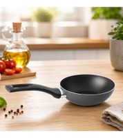 Batterie de cuisine individuelle Accademia Mugnano, 3 pièces : Mini poêle (20 cm) + Casserole (14 cm) + Mini wok (16 cm), Antiadhésif, Fabriqué en Italie, Noir