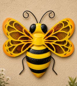 Magnifique décoration murale abeille en métal, 38 x 40 cm **Produit de seconde main – testé et entièrement fonctionnel** 9495717 Jaune/Noir/Rouge