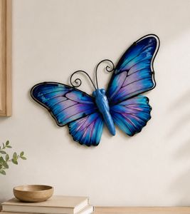 Décoration murale papillon en métal, 38 x 27 cm **Article de seconde main – testé et parfaitement fonctionnel** 7324518 Bleu/Violet/Turquoise