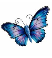 Décoration murale papillon en métal, 38 x 27 cm **Article de seconde main – testé et parfaitement fonctionnel** 7324518 Bleu/Violet/Turquoise