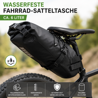 Kit complet de cyclotourisme (4 pièces) – Sacoche de cadre, sacoche de selle, éclairage LED 70 lux et antivol à chaîne pour le bikepacking