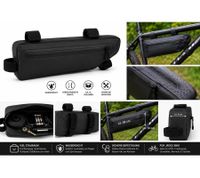 Kit complet de cyclotourisme (4 pièces) – Sacoche de cadre, sacoche de selle, éclairage LED 70 lux et antivol à chaîne pour le bikepacking