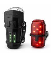 Kit complet de cyclotourisme (4 pièces) – Sacoche de cadre, sacoche de selle, éclairage LED 70 lux et antivol à chaîne pour le bikepacking