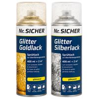 Lot de 8 bombes de peinture décorative à paillettes pour la décoration de surfaces, 400 ml **Produit de seconde main – Testé et parfaitement fonctionnel** Argent/Or