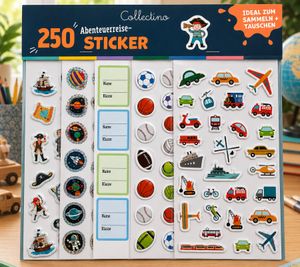 Collectino 250 Abenteuerreise-Sticker Ideal zum Sammeln und Tauschen **B-Ware – geprüft & funktionell einwandfrei** Mehrfarbig