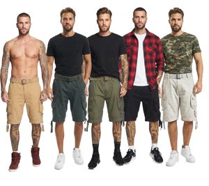 Short cargo homme Savage Vintage résistant avec ceinture - Bermuda en coton beige, gris anthracite, vert olive, noir ou gris clair