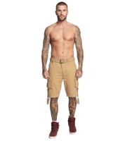 Short cargo homme Savage Vintage résistant avec ceinture - Bermuda en coton beige, gris anthracite, vert olive, noir ou gris clair