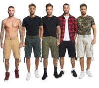 Short cargo homme Savage Vintage résistant avec ceinture - Bermuda en coton beige, gris anthracite, vert olive, noir ou gris clair