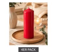 Bougie pilier classique en cire, bougie décorative, 17 x 5,7 cm **Produit de seconde main – Testée et parfaitement fonctionnelle** Rouge