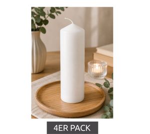 Bougie pilier classique en cire, bougie décorative, 17 x 5,7 cm **Produit de seconde main – Contrôlé et parfaitement fonctionnel** Blanc