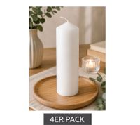 Bougie pilier classique en cire, bougie décorative, 17 x 5,7 cm **Produit de seconde main – Contrôlé et parfaitement fonctionnel** Blanc