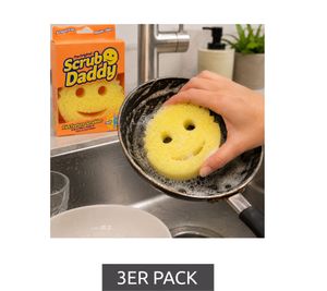 Lot de 3 éponges de nettoyage multi-usages Scrub Daddy en polymère FlexTexture **Produit de seconde main – Testé et fonctionnel** Jaune