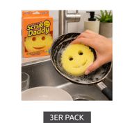 Lot de 3 éponges de nettoyage multi-usages Scrub Daddy en polymère FlexTexture **Produit de seconde main – Testé et fonctionnel** Jaune