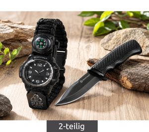 Kit de survie TREKSTONE 2 pièces - Outils de camping et équipement de plein air **Produit de seconde main – Testé et entièrement fonctionnel** Noir
