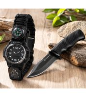 Kit de survie TREKSTONE 2 pièces - Outils de camping et équipement de plein air **Produit de seconde main – Testé et entièrement fonctionnel** Noir