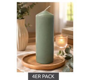 4-Pack Classic Wax Pillar Candle – Decorative Candle 17 x 5.7 cm **B-Stock – inspected & fully functional** Green