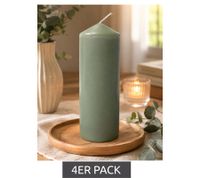 4-Pack Classic Wax Pillar Candle – Decorative Candle 17 x 5.7 cm **B-Stock – inspected & fully functional** Green