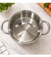 Stainless steel cooking pot with glass lid (20 cm / approx. 2.9 L) – featuring a liter scale **B-Stock – inspected & fully functional** – Silver