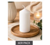 6-Pack Classic Wax Pillar Candle – Decorative Candle 9 x 4.7 cm **B-Stock – inspected & fully functional** White