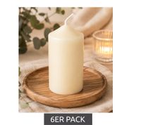 6-Pack Classic Wax Pillar Candle – Decorative Candle 9 x 4.7 cm **B-Stock – inspected & fully functional** Cream White