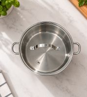 Stainless steel cooking pot with glass lid (20 cm / approx. 2.9 L) – featuring a liter scale **B-Stock – inspected & fully functional** – Silver