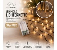 Value pack of 10 LICHTMOMENTE LED wire string lights with timer function, 2.4 meters, 20 warm-white micro-LEDs (Model 9844845, Green)