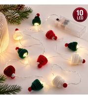10er Sparpack LICHTMOMENTE LED-Draht mit Strickmützen-Motiv Lichterkette mit Timerfunktion 1,6 Meter 10 LEDs warmweiße Mikro-LED-Lämpchen 9844556 Silber