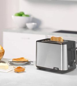 Braun PurShine 2-Slice Toaster, 900 Watts, 8 Browning Levels with Defrost Function **B-Stock – Tested & Fully Functional** Silver