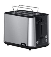 Braun PurShine 2-Slice Toaster, 900 Watts, 8 Browning Levels with Defrost Function **B-Stock – Tested & Fully Functional** Silver