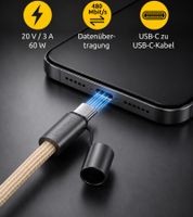 Intenso Handykette als Lade- und Datenkabel 2x USB-C und bis 1,65 Meter Schnell laden bis 60 Watt **B-Ware – geprüft & funktionell einwandfrei** Beige