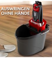 Vileda Floor Mop Set with 3-piece handle, extra-large mop pad, and Ultramax bucket with PowerPress **B-Stock – inspected & fully functional** Black/Red/White