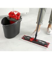 Vileda Floor Mop Set with 3-piece handle, extra-large mop pad, and Ultramax bucket with PowerPress **B-Stock – inspected & fully functional** Black/Red/White