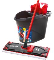 Vileda Floor Mop Set with 3-piece handle, extra-large mop pad, and Ultramax bucket with PowerPress **B-Stock – inspected & fully functional** Black/Red/White