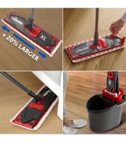 Vileda Floor Mop Set with 3-piece handle, extra-large mop pad, and Ultramax bucket with PowerPress **B-Stock – inspected & fully functional** Black/Red/White