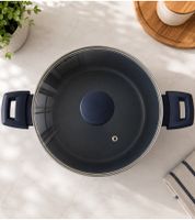 progress Die-cast aluminium cooking pot with glass lid (24 cm), suitable for metal utensils **B-stock – inspected & fully functional** in dark blue