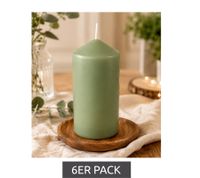 6-Pack Classic Wax Pillar Candle – Decorative Candle 9 x 4.7 cm **B-Stock – inspected & fully functional** Green
