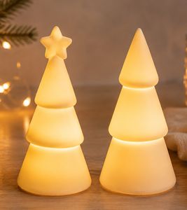 Set of 2 Sparkling LED Christmas Tree Light Decorations (Warm White, 13 cm, Batteries Included) **B-Stock – Tested & Fully Functional** White