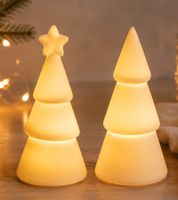 Set of 2 Sparkling LED Christmas Tree Light Decorations (Warm White, 13 cm, Batteries Included) **B-Stock – Tested & Fully Functional** White