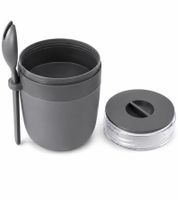 Duo Tableware To-Go Yogurt Cup with Muesli Compartment & Matching Spoon – 310ml Plastic Cup – Grey **B-Stock – Inspected & Fully Functional**