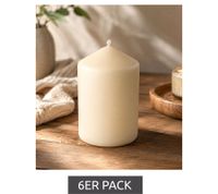 6-Pack Classic Wax Pillar Candle (Decorative) 8 x 5.7 cm **B-Stock – inspected & fully functional** Cream White