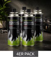 TREKSTONE Set of 4 Butane Gas Cartridges (520 ml per cartridge) – Black **B-Stock – inspected & fully functional**
