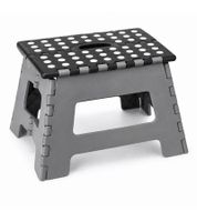 HEDURA Folding Step Stool with Integrated Carry Handle – Max. Load Capacity 150 kg – 34.5 x 28 x 22 cm **B-Stock – inspected & fully functional** – Grey