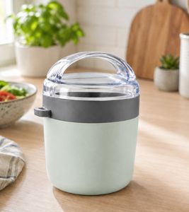 Duo Tableware Joghurtbecher to-go 2-stöckig mit Müslifach ohne Löffel Kunststoff-Becher 310ml **B-Ware – geprüft & funktionell einwandfrei** Grün