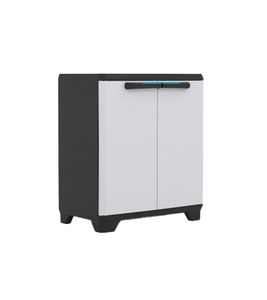 Keter LINEAR Bodenschrank 68 x 39 x 90 cm bis 15 kg mit verstellbarer Einlegeboden **B-Ware – geprüft & funktionell einwandfrei** Schwarz/Grau
