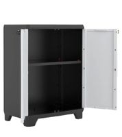 Keter LINEAR Bodenschrank 68 x 39 x 90 cm bis 15 kg mit verstellbarer Einlegeboden **B-Ware – geprüft & funktionell einwandfrei** Schwarz/Grau