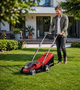 Einhell GE-CM 36/33 Li Kit Akku-Rasenmäher 36V inkl. 2 Akkus & Ladegeräten **B-Ware – geprüft & funktionell einwandfrei** in Rot/Schwarz