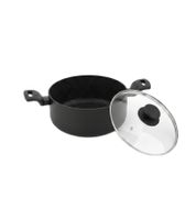 Geschmiedeter Kochtopf Ø 24cm aus Aluminium mit Antihaftbeschichtung & Glasdeckel **B-Ware – geprüft & funktionell einwandfrei** in Schwarz