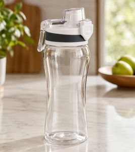 Duo Tableware Trinkflasche 600ml aus Tritan mit praktischem Deckel & Trageschlaufe, Auslaufsicher mit Verschluss-Sicherung **B-Ware – geprüft & funktionell einwandfrei** in Weiß