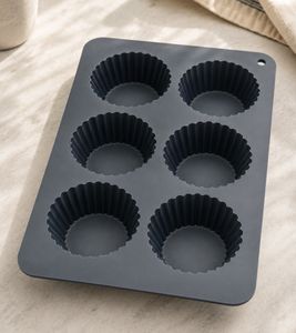 6er-Silikon Muffinform Backform ca. 26 x 18 x 3,5 cm zum Backen und Einfrieren **B-Ware – geprüft & funktionell einwandfrei** 7855401 Grau